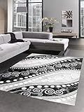 CARPETIA Teppich modern Ornamente mit Glitzer Grau Schwarz Creme Größe 120x160 cm