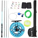 Sougayilang Standard Fly Fishing Combo Starter Kit, 5/6 Gewicht 9' Fliegenrute mit SuperPolymer Griff, Zubehör, Tragetasche, Fly Box Case für Angeln Fliegen-Blau
