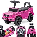 Rutschauto ab 1 Jahr, Mercedes in rot, blau, weiß, schwarz, kinderauto, Baby Auto, lauflernhilfe mit Hupe und Motorengeräuschen (Rosa)
