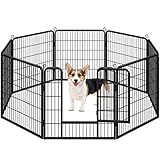 Yaheetech Welpenlaufstall 8 Gitter je 80 x 80 cm Freilaufgehege Welpenauslauf Hundelaufstall Tierlaufstall mit Tür für Hunde Wohnung & Garten
