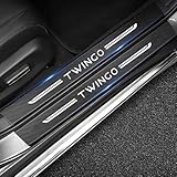 RIDGOEL 4 Stück Auto Einstiegsleisten Türschweller Schutzfolie, für Renault Twingo Kohlefaser Lackschutzfolie Türschweller Trittschutz Aufkleber Auto Tür Schritt Platte Abdeckung Twingo