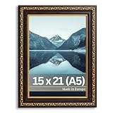 VictoR antiker - kunstvoller Fotorahmen „Chagall“ in Schwarz Gold - 15x21 cm (A5) Deko Bilderrahmen Vintage - geeignet für Urkunden - Zeugnisse - Bilderrahmen Schwarz 15x21 - Barock