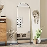 Koonmi 40 x 150 cm Gewölbter Top Ganzkörperspiegel - Bogen Ganzkörperspiegel mit Runden Ecken Frei Stehend-Hängend-Lehnend, Boden Standspiegel als Ankleidespiegel für Wohnzimmer, Schwarz