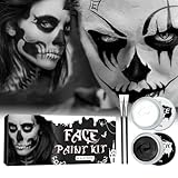 Kinderschminke, Halloween Schminke Schwarz Weiß Kinderschminken Set Kinder Schminke, Theaterschminke Face Paint Make Up Eulenspiegel Körperfarbe Schminke für Kinder Karneval Faschingsschminke Fasching