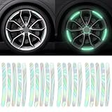 Ezweiji 20pcs Reflektierende Felgenstreifen Aufkleber für Auto Motorrad Räder Fahrrad, Nacht Sicherheit Dekoration Streifen Universal Anti-Scratch Reflektierende Felgen Aufkleber (Leuchtend)