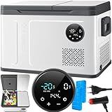 KESSER® Kompressor Kühlbox 2in1 Doppelzone Kühl & Gefrierfach 31 Liter elektrische Gefrierbox mit 2x Kühlakkus & LED-Touch-Bedienung | Kühlschrank Kühlung bis -20 °C für Camping, Auto, Lkw 12/24V 230V