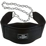 C.P. Sports Bodybuilding Dip Gürtel - aus Nylon mit verchromter Stahlkette und Karabiner, Schwarz One Size
