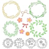 BETESSIN Blumenkranz Stanzschablonen Frühling - 4 Stück Metall Prägeschablonen mit Kranz Motiven - Stanzformen für Kartenherstellung, Scrapbooking, Fotoalbum, Frühlingsdeko & Osterdeko zum Basteln