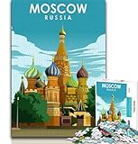 Moskau, Russland, Reisekunst-Puzzle für Erwachsene, 1000-teiliges Puzzle, hilft dem Gehirn, süchtig machendes Spielzeug zu trainieren, um Geduld zu fördern, EIN Kunstwerk, 38x26cm