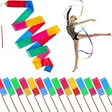 Mr Rex 10 Stück Mehrfarbig Gymnastikband Tanzband Schwungband mit Stab Kinder Mädchen, Karneval Zirkus Spielzeug für Kinder Draußen Geschenke Kindergeburtstag Mitgebsel