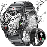 Smartwatch Herren mit Telefonfunktion, 1,39" HD Militär Smart Watch, IP68 Wasserdicht Schrittzähler Fitnessuhr mit Herzfrequenz/SpO2/Schlafüberwachung,110+ Sportmodi Aktivitätstracker für Android iOS