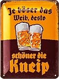 LANOLU Retro Blechschild Bier - lustige Schilder mit Sprüchen Bar Dekoration für Partykeller, Kneipen Bardeko für Stammtisch, Geschenkidee für Papa zum Vatertag, vintage Metallschild 15x20cm