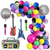 80er 90er Party Luftballons, 80 Stück Rock Disco Party Ballons, Disco Motto Luftballons, 80er 90er Folienballon, Hip Hop Disco Luftballon, für 80er 90er Jahre Retro Disco Hip Hop Deko