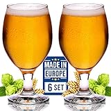 Volarium CRYSTALIA Luxus Biergläser 6er Set, 400 ml BLEIFREI Bierglas, Craft Beer Glass, Bierkelche, Stielbierglas, IPA Bierverkostungsglas, Bierkelchglas, Belgischen Stil Biergläser, Stielgläser