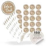 ECCK Danke Aufkleber rund “Vielen Dank” (150 Stück) - Dankeschön Sticker für Hochzeit, Geburtstag, Advent, Weihnachten, Wichteln, Lehrerin & Erzieherin – Deko für Karten, Geschenke & Mitgebsel