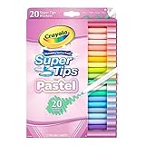 CRAYOLA Pastel Super Tips, Auswaschabre Filzstifte mit Mittelfeiner Spitze, Packung mit 20 Stück, für Schule und Freizeit, 20 Pastellfarben, 58-7517
