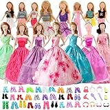 Bekleidungs und Zubehör Kompatibel mit Barbie-Kleidung, einschließlich 6 Hochzeitskleider 3 Modekleider 1 Oberteil Hose 1 Glas 1 Kopfhörer 8 Toilettenanzug 10 Paar Schuhe für 11,5 Zoll Puppen
