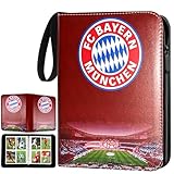 YCWIN Fussball Karten Sammelalbum mit Reißverschluss und 50 Herausnehmbaren Hüllen, 4 Taschen Fussball Sammelkarten Album für 400 Karten, Groß Sport Karten Heft, 3 Ringe Karten Mappe Binder