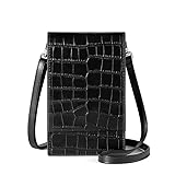David Jones - Handy Umhängetasche Damen - Telefon Kleine Crossbody Bag PU Leder - Frau Schultertasche Mini Tasche - Abendtasche Handtasche Clutch - Elegant Reise Party Arbeit - Schwarz Kroko