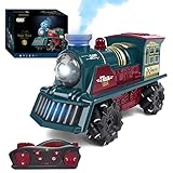 HANDSONIC Ferngesteuertes Zug Spielzeug, 2.4GHz 4WD Ferngesteuerte Züge für Kinder, Stunt Dampfzug mit Sprühen, Licht und Sound Ferngesteuertes Auto ab 4,5,6,7,8,9+Jahre Alte Jungen Mädchen Kinder