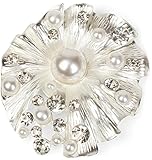 styleBREAKER Muschel Magnet Schmuck Anhänger mit Strass und Perlen für Schals, Tücher & Ponchos, Brosche, Damen 05050032, Farbe:Silber
