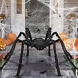 Halloween Spinne Riesiges,2m Riesen Spinne Halloween Dekorationen,Riesenspinne Hallowe-en Deko Outdoor,Spinnennetz Hallowee-n,Hallowee-n Spinnennetz,für Hallowe-en Party,Garten,Outdoor DEK-o