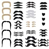 Jerbro 48 Stück Selbstklebende Schnurrbart Ankleben Klebebärte falscher Bärte Party Bart für Weihnachtsfeier Geburtstag und Partei