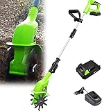 ZJDYDY Einstellbare elektrische Gartenfräse, Mini-Hand-Erdfräse, Bodenbearbeitungstiefe 25 cm und Breite 10 cm, geräuscharme batteriebetriebene Erdfräse zum Jäten, Lockern des Bodens