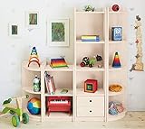 BioKinder Bücherregal Standregal Set Regalwand Lara mit 2 Schubladen aus Massivholz Kiefer weiß lasiert 158 x 35 x 160 cm