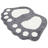 Badezimmer Teppich Tür Fußmatte Badematte - Niedliche Pfote Füsse Toilette Badewanne Dusche Rutschfeste Matte Wasser Absorbierend Schnell Trocknend Waschbar Langlebig Teppich - 40cm x 60cm (Grau)