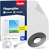 GAUDER Fliegengitter für Fenster - Insektenschutz ohne Bohren - Fliegengitter mit Klettband - Fliegennetz aus Polyester - Mückennetz & Moskitonetz für Fenster (130 x 150 cm - schwarz)