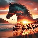 Qihensail Pferd Diamond Painting Bilder,Diamant Painting Erwachsene,Diamants Painting Erwachsene Für Home Wand Decor,Frauen Geschenk. (Pferd)