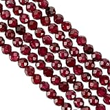 OLYCRAFT Ca. 218 Stück Facettiert Granatperlen 3~3.5mm Natürliche Granatperlen Lose Runde Perlen zum Auffädeln mit 0.5mm Loch Edelsteinperlen Für Armbänder Halsketten Ohrringe Schmuckherstellung