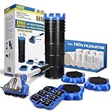 KINZO Möbelroller Möbelheber - 4 Rollen Plus Möbelheber und 140x Bonus Filzgleiter Set - 1200 kg Gesamtbelastung, 300 kg je Roller - Möbeltransportrolle mit 9X Höhenregler I Easy Furniture Mover