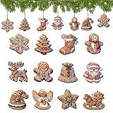 KASESSS 24 Stück Weihnachtsbaumschmuck Holz, Weihnachtsbaum Deko Set, Baumschmuck Weihnachten, Weihnachtsanhänger, Holzanhänger Weihnachten, Christbaumschmuck Holz für Dekor Weihnachtens Party