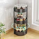 YunNasi Drehbares Gewürzregal Drehbar Gewürzständer aus Kohlenstoffstahl Lazy Susan Gewürzrondell Drehteller Organizer Schwarz für Gewürzgläser, Kräuter und Würzflasche