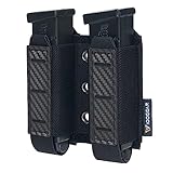IDOGEAR Pistole Magazinbeutel Molle Magazin Pouch 9MM Doppelstapel Elastisches Magazin Holster mit Inner Loop Panel Laser-Cut Hardshell Mag Carrier (Black)