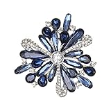 Clearine Brosche Stunning Multi Teardrop Rund Österreichischer Kristall Strass Cluster für Damen Saphir-Blau Silber-Ton
