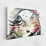 ARTHUB® Leinwandbild 70x100 cm, Beautiful Asiatic View | Wohnzimmerdekoration, Hängende Bilder, Wanddekoration, Heimdekoration, Moderne, Asiatisch