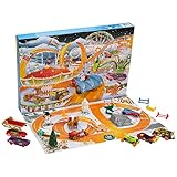 Hot Wheels HCW15 - Adventskalender 2022 für Kinder mit Spielzeug für 24 Tage, enthält 8 weihnachtliche Spielzeug-Autos, diverses Zubehör und Rennbahn, ab 3 Jahre