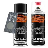 TRISTARcolor Autolack 2K Spraydosen Set für Audi Y7Q / LY7Q Atlasgrau Metallic Basislack 2 Komponenten Klarlack Sprühdose