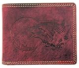Hochwertige Geldbörse Geldbeutel Portemonnaie Büffel Wild Leder Fantasy Wolf Mond Pink