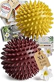 HELDSON® Premium Massageball 2er Set [8cm & 9cm]- Igelball Fußmassage medium, weich - Noppenball - Igelbälle klein - Faszienball Rücken - Massage Ball Faszien - Massageball Fuß - Stachelball Noppen
