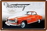 WOGEKA ART Retro Blechschild - Wartburg 313 Sport - DDR Oldtimer Auto, 20 x 30 cm, Ostalgie Vintage Metallschild als Geschenk zur Werkstatt und Garagen Deko für Ossis 770