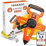 Gakago Bandmaß 50m - 3-fach übersetztes Rollmaßband mit klappbarem Hebel - Ergonomischer & rutschfester Maßband Haltegriff - Masbandrolle mit Messpunkt-Markierspitze und flexiblen Messhaken