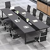 ZRBDDEF Großer Konferenztisch Büro – Moderner Besprechungstisch mit Kabelmanagement, Rechteckiger Meetingtisch für 8–12 Personen, Stabiler Metallrahmen (ohne Stühle)