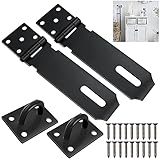 PERFETSELL 2 Stücke Vorhängeschloss Hasp Türriegel Edelstahl Sicherheits Überfalle Schloss mit Schrauben Türschloss Scharnier für Vorhängeschloss Schwarz Tor Verriegelung für Tür Schubladen Schranke