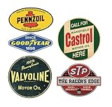 #300 / Vintage Öl Aufkleber Set 5X - Breite je Sticker ca. 6,5cm / Castrol STP Good Year Pennzoil Valvoline Oldtimer Hot Rod Retro