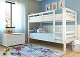Inter Link – Etagenbett – Hochbett – Jugendbett - Rausfallschutz – Stockbett – Kinderbett – Mit 2 Lattenroste – Kiefer massivholz – Annika - Weiß lackiert – 90x200 cm