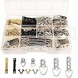 Belle Vous Bilderrahmen Aufhänger Set (415-Teilig) – Stabile Zackenaufhänger Aufhänger für Bilder, Verschiedene D-Ringe & Schrauben – Bilder Haken Wand Bild Aufhänger für Bilderrahmen, Spiegel, Uhr
